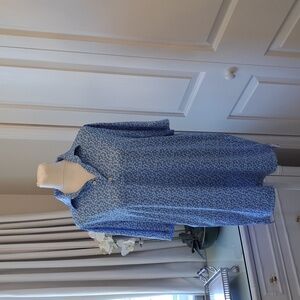 Johnnie-O Mens Performance Golf/Activewear Polo Shirt Blue Floral Print Logo S-M